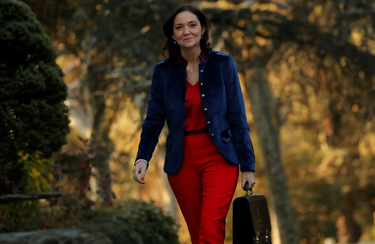 Spain's Industry Minister Maria Reyes Maroto arrives to attend the first cabinet meeting at the Moncloa Palace in Madrid, Spain, on Jan. 14, 2020. (Susana Vera/Reuters)