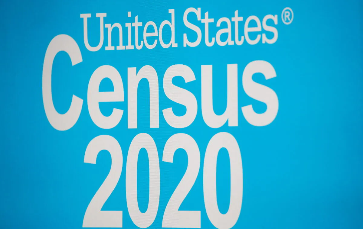 A sign is seen during a promotional event for the U.S. Census in Times Square in New York City, N.Y., on Sept. 23, 2020. (Brendan McDermid/Reuters)