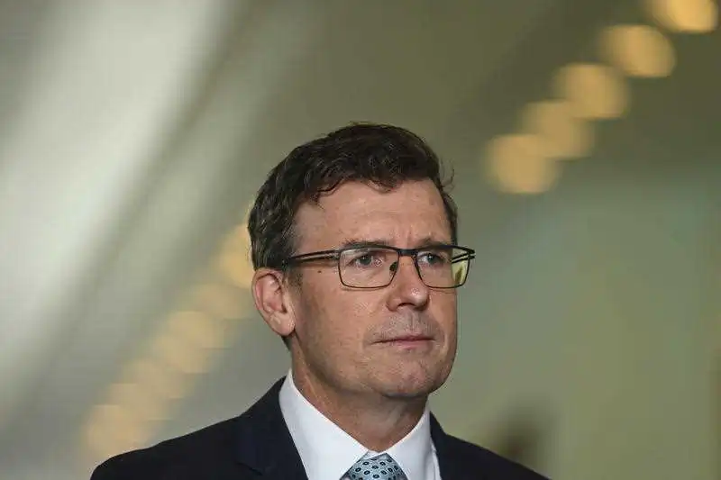 Education Minister Alan Tudge speaks to the media during a press conference at Parliament House in Canberra on Sept. 4, 2020. (AAP Image/Lukas Coch)