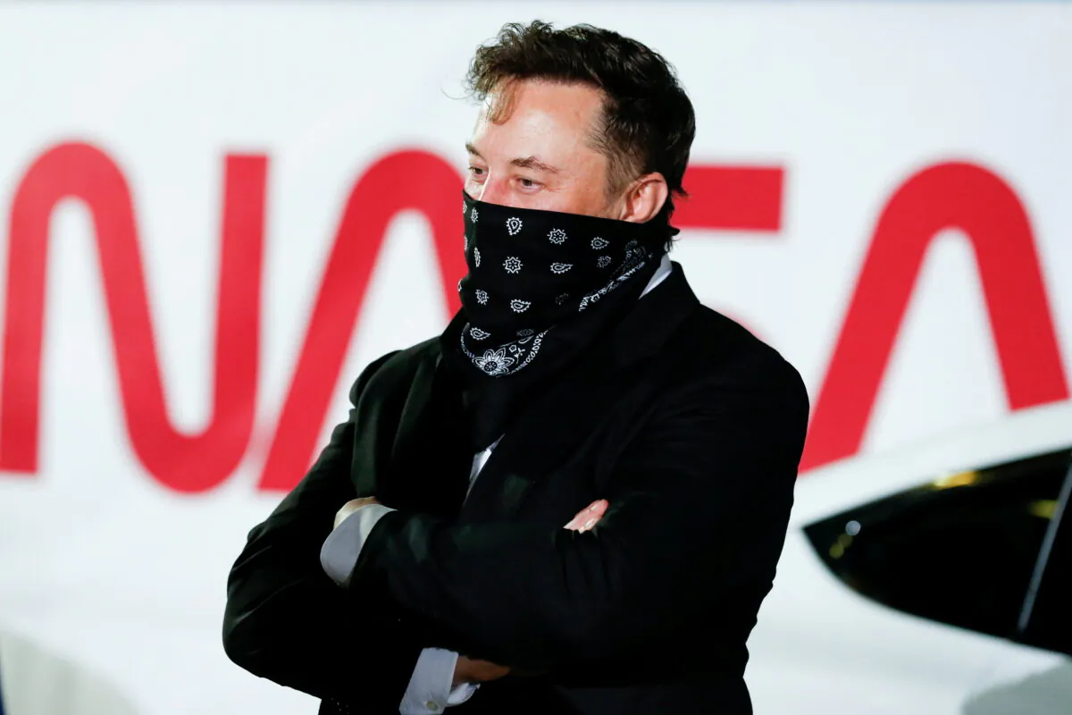 SpaceX founder Elon Musk arrives ahead of the launch of the SpaceX Falcon 9 rocket with the Crew Dragon capsule, before launch of their NASA commercial crew mission at Kennedy Space Center in Cape Canaveral, Fla., on April 23, 2021. (Joe Skipper/Reuters)