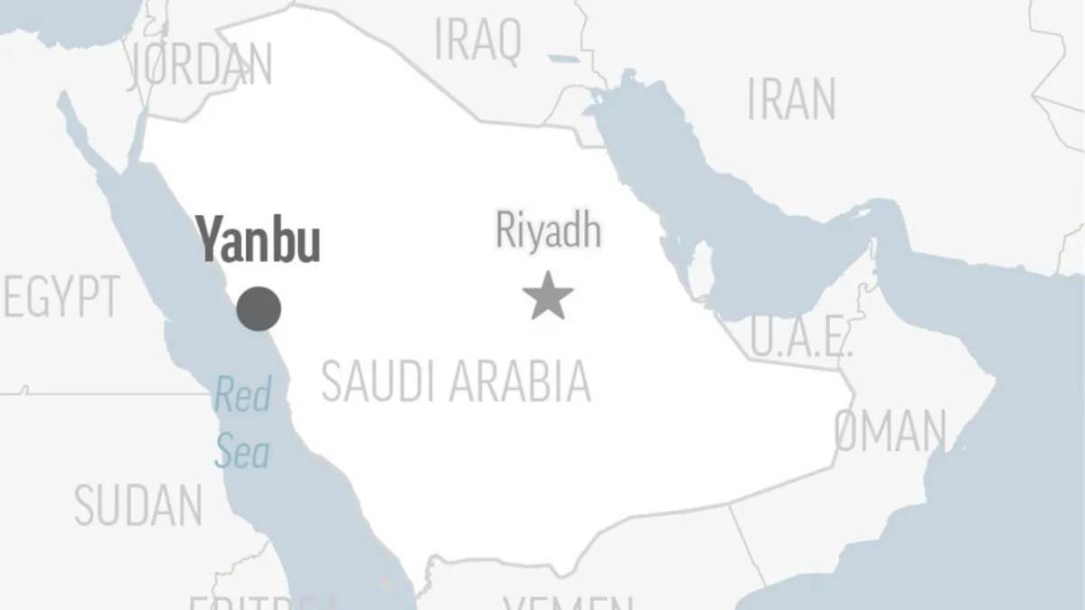 Graphic locates the city of Yanbu, Saudi Arabia. (AP)
