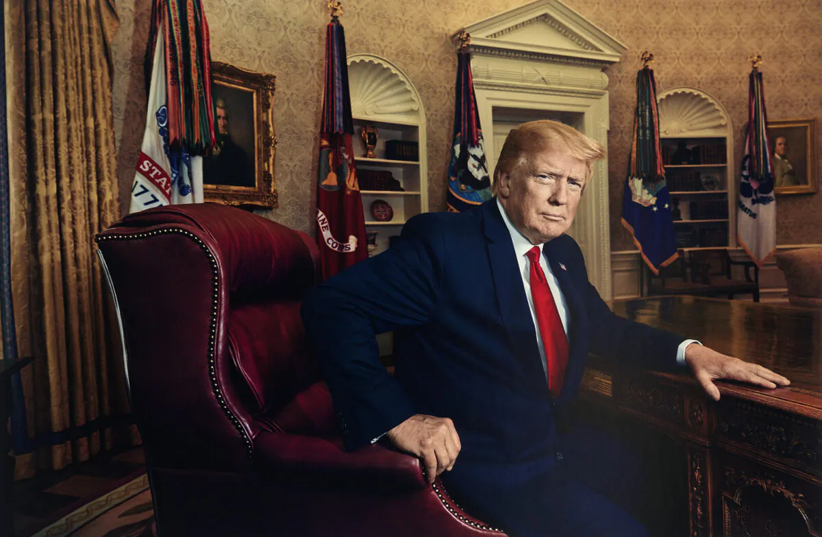 "President Donald J. Trump for Time magazine in 2019"  inkjet print 2019, printed 2020. (Published in Time magazine, July 1, 2019. National Portrait Gallery, Smithsonian Institution. © 2019 Pari Dukovic.)