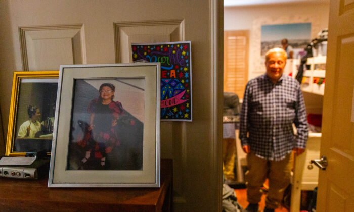 Moley Grossman stands in the bedroom his daughter, Lili, who has been missing for two weeks in Mission Viejo, Calif., on April 26, 2021. (John Fredricks/The Epoch Times)