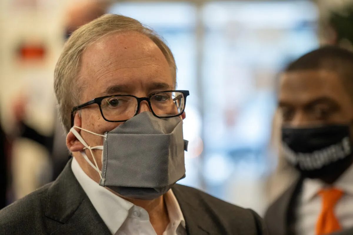 New York City Comptroller and New York City mayoral candidate Scott Stringer attends a press conference in New York City on March 18, 2021. (David Dee Delgado/Getty Images)