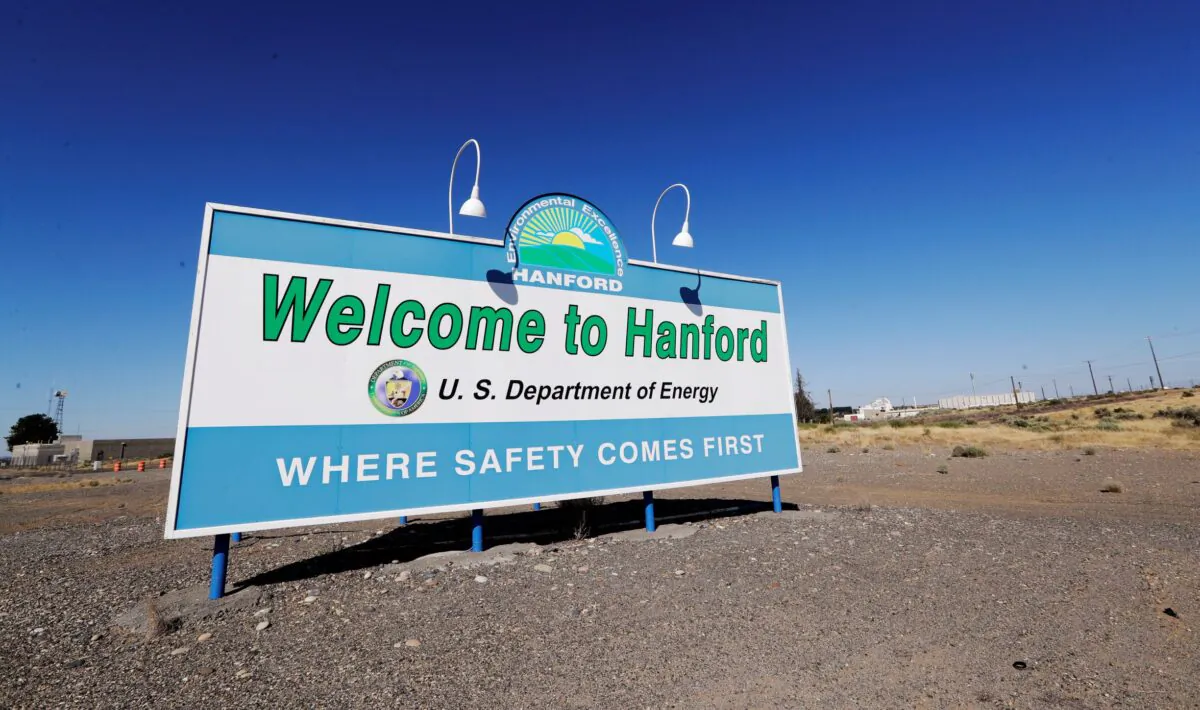 A sign at the Hanford Nuclear Reservation is posted near Richland, Wash., on Aug. 13, 2019. (Elaine Thompson/AP Photo File)