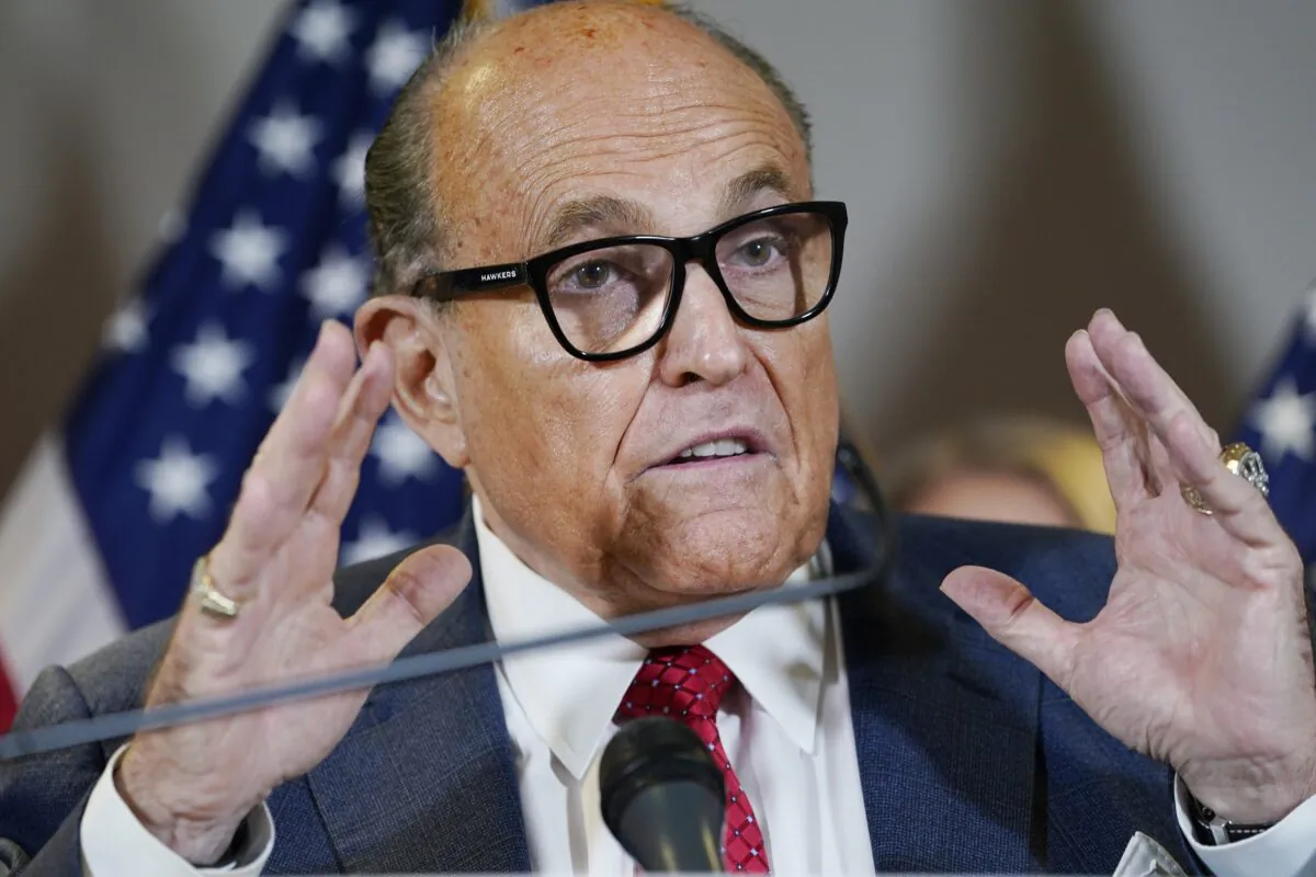 Former New York mayor Rudy Giuliani speaks during a news conference at the Republican National Committee headquarters in Washington on Nov. 19, 2020. (Jacquelyn Martin/AP Photo)