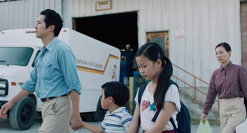 Korean family leaves airport in Minari