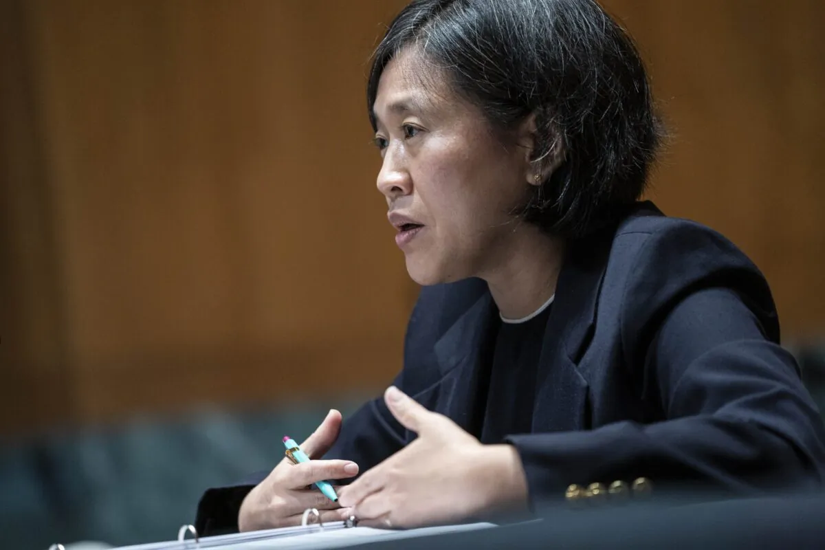 U.S. Trade Representative Katherine Tai testifies during a Senate Appropriations subcommittee on Commerce, Justice, Science, and Related Agencies hearing on the proposed budget for fiscal year 2022 for the Office of the U.S. Trade Representative on Capitol Hill, in Washington, on April 28, 2021. (Sarah Silbiger/Pool via AP)