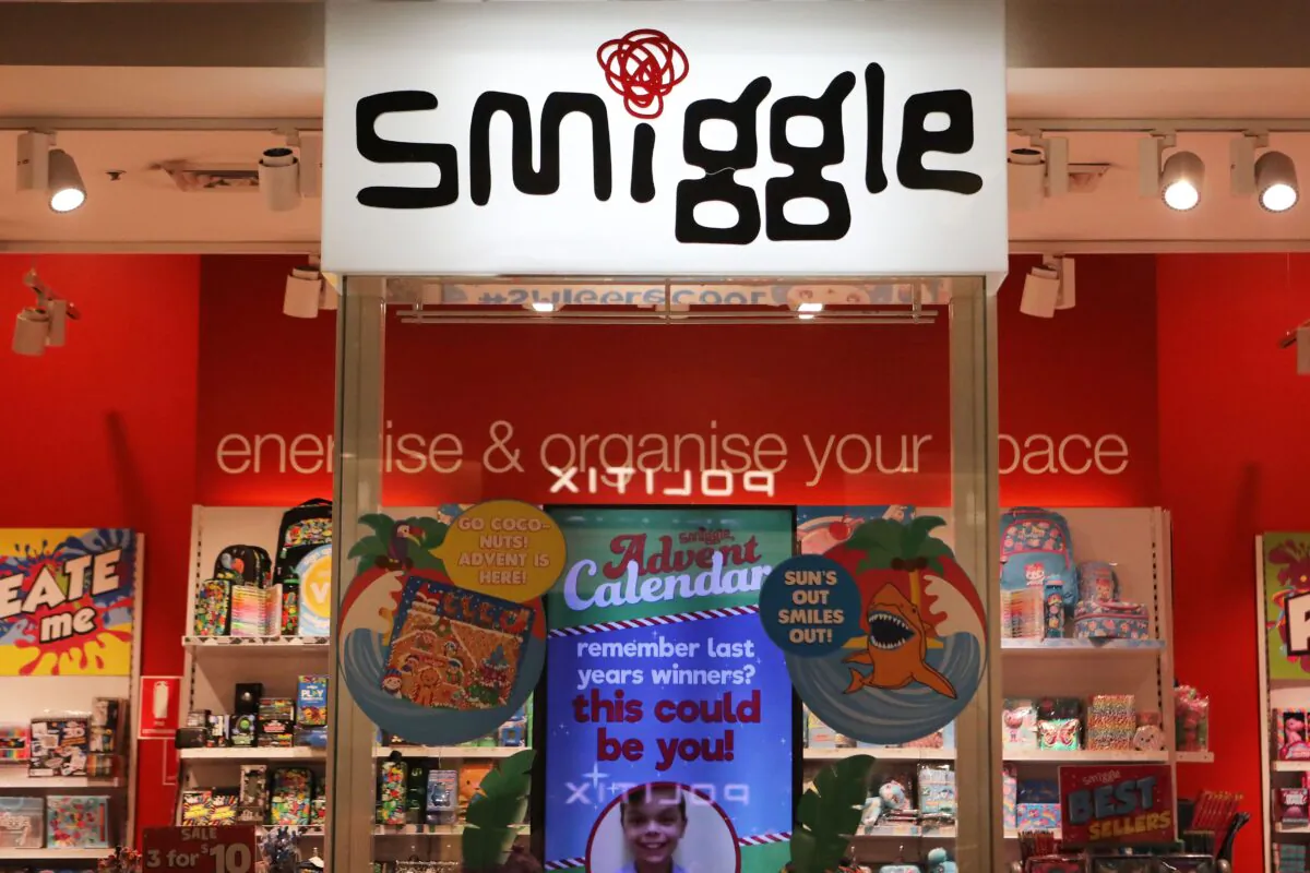 The Smiggle logo is seen outside a store in Sydney, Australia on September 25, 2017. (AAP Image/Daniel Munoz)