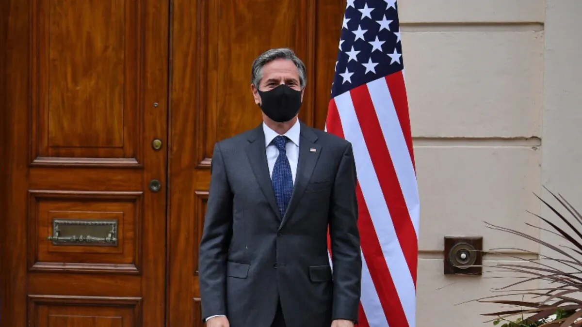 Secretary of State Antony Blinken ahead of the G7 foreign ministers meeting in London on May 3, 2021. (Ben Stansall/various sources/AFP via Getty Images)