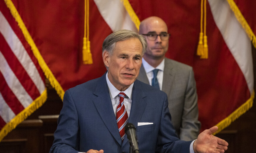 Texas Gov. Greg Abbott announces the reopening of more Texas businesses during the COVID-19 pandemic at a press conference at the Texas State Capitol in Austin, Texas, on May 18, 2020. (Lynda M. Gonzalez-Pool/Getty Images)