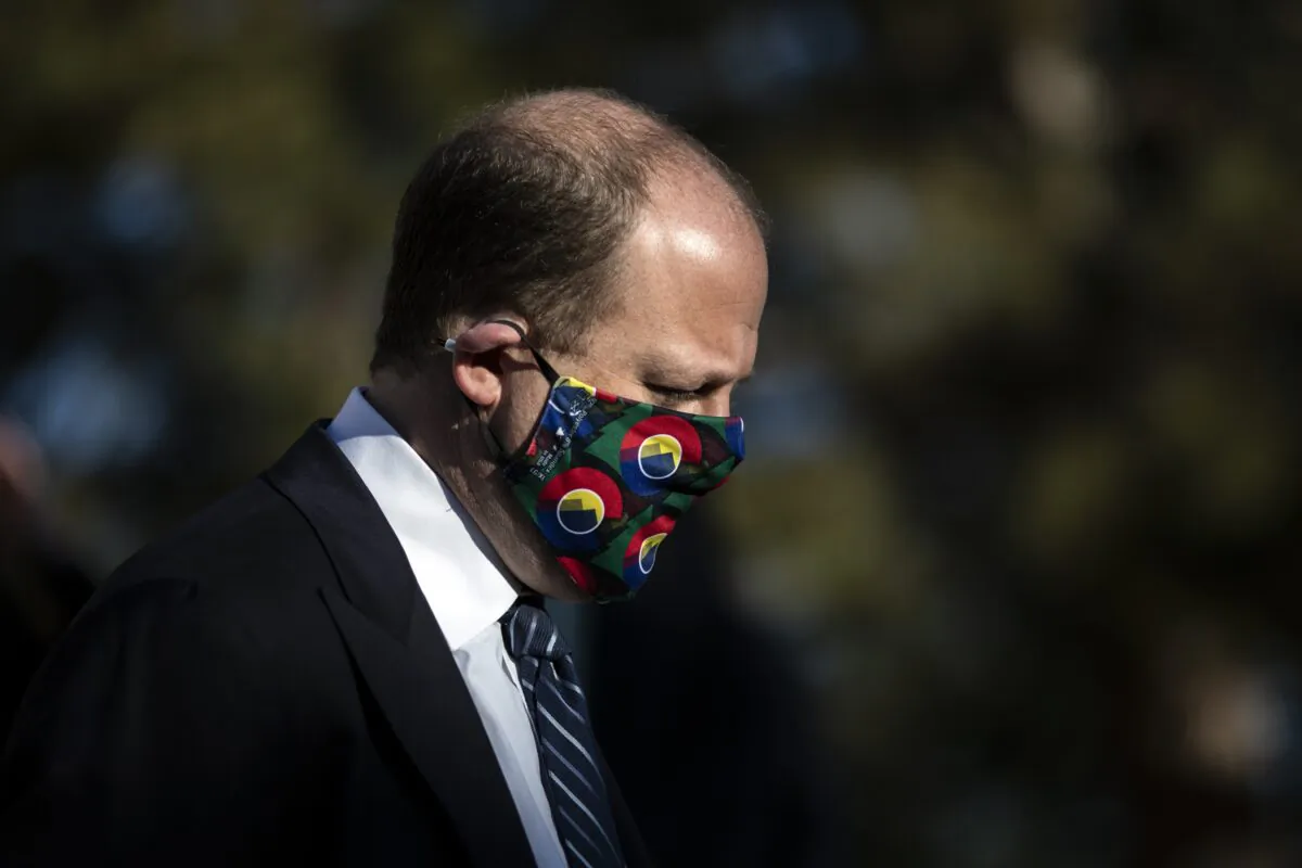 Colorado Gov. Jared Polis is seen at a press conference in Boulder, Colo., on March 23, 2021. (Chet Strange/Getty Images)