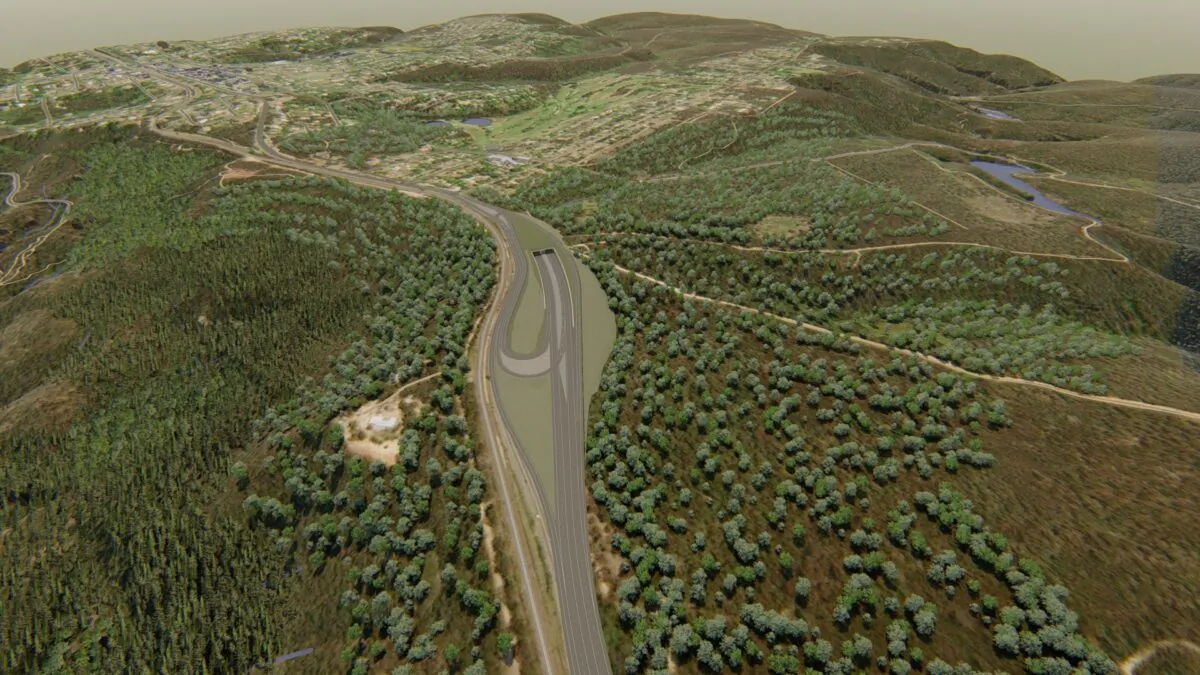 An animation still of the proposed Blue Mountains tunnel. The 11-kilometre tunnel between Katoomba and Lithgow is to form the longest road tunnel in Australia. (AAP Image/NSW Government) 