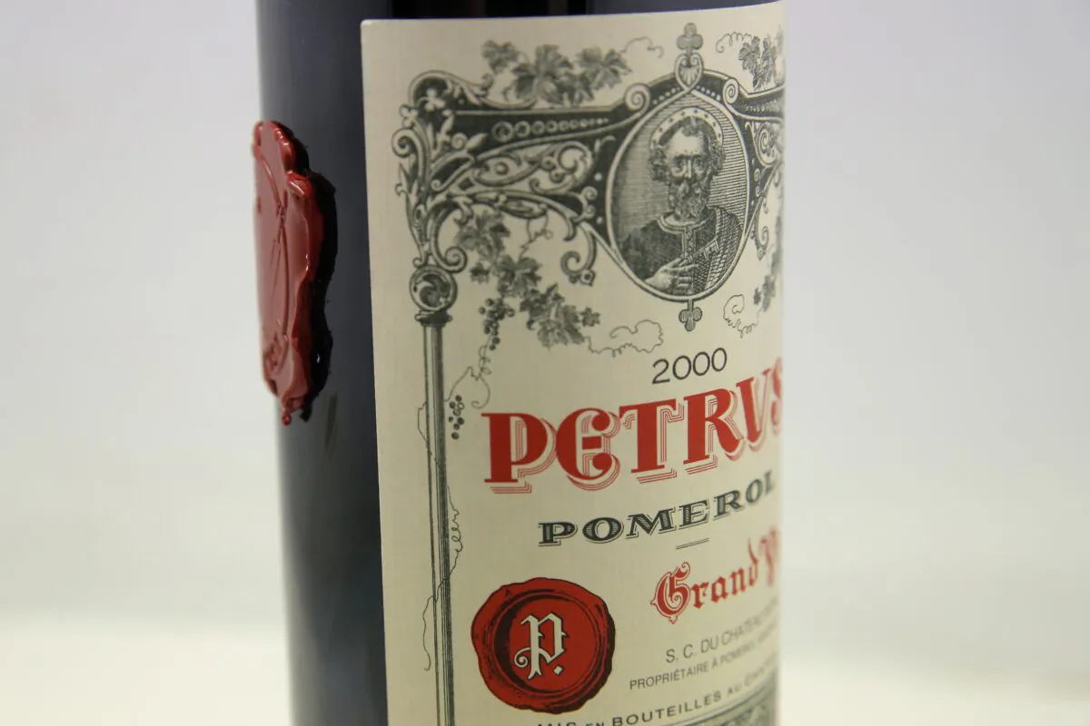 A bottle of Petrus red wine that spent a year orbiting the world in the International Space Station is pictured in Paris, on May 3, 2021. (Christophe Ena/AP Photo)
