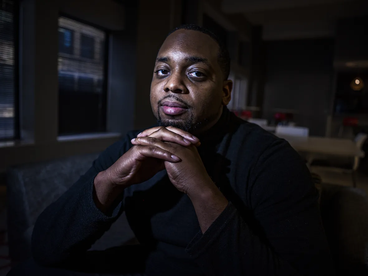 Brandon Mitchell, a juror in the trial of former Minneapolis police Officer Derek Chauvin for the killing of George Floyd, poses for a picture, in Minneapolis on April 28, 2021. (Richard Tsong-Taatarii/Star Tribune via AP File)