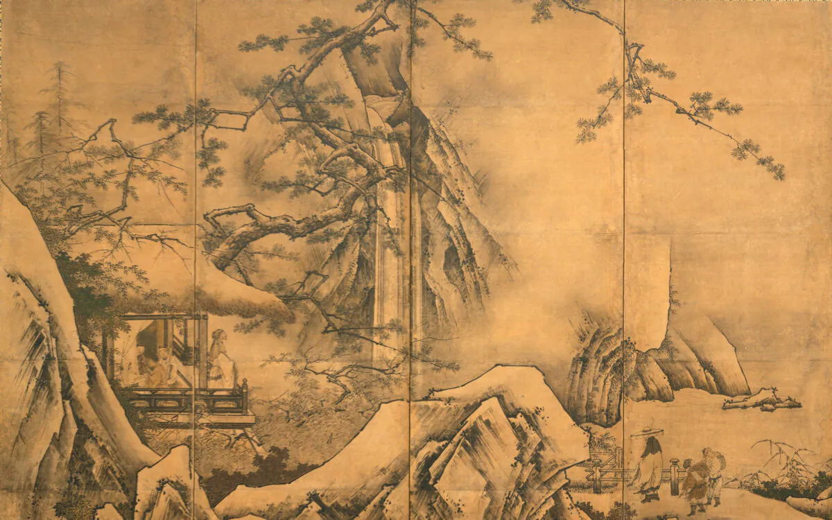 Detail from “The Four Accomplishments,” mid-16th century by Kano Motonobu. Six Panel Folding Screen, ink and color on paper. The Metropolitan Museum of Art, New York. (Public Domain)