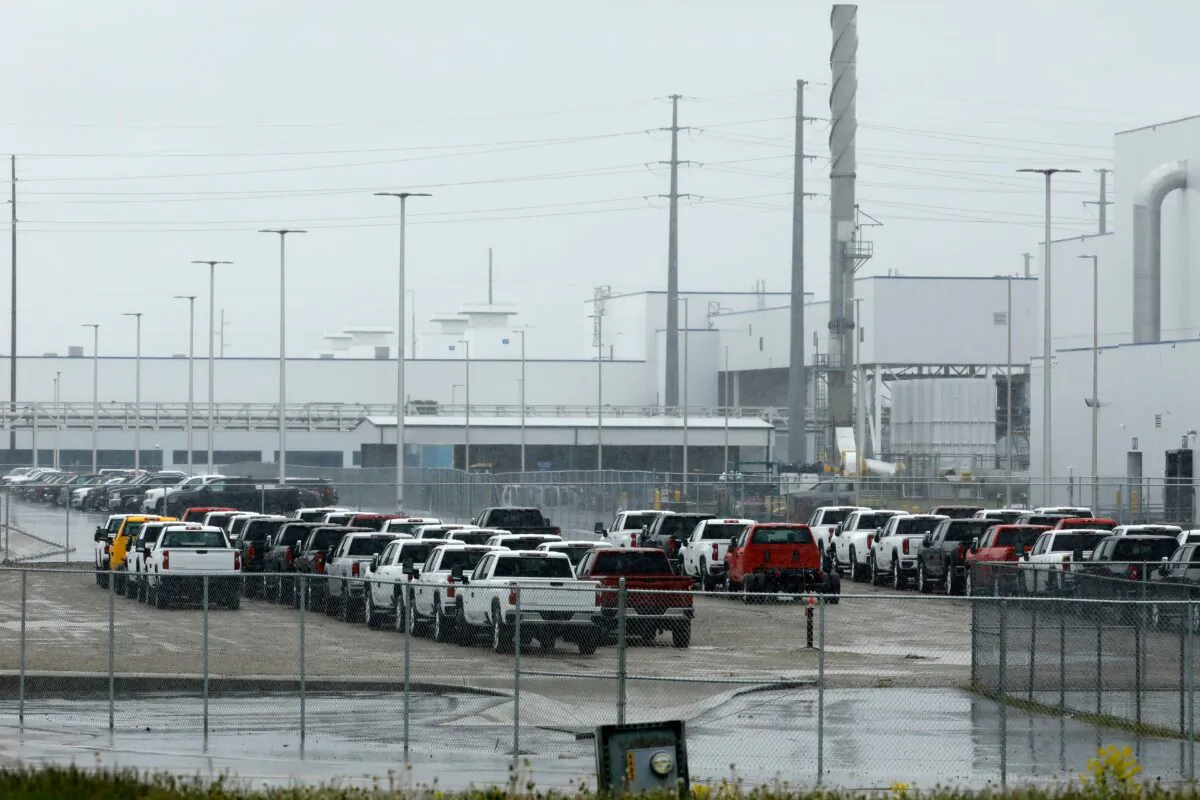 The General Motors Flint Assembly plant is viewed in Flint, Mich., on May 18, 2020. (Jeff Kowalsky/AFP via Getty Images)