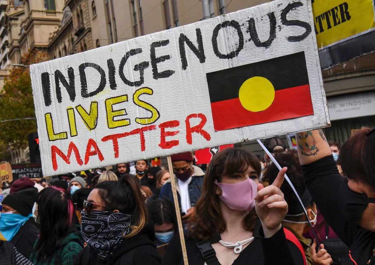 Demonstrators attend a Black Lives Matter protest to express solidarity with US protestors in Melbourne on June 6, 2020 (William West/AFP via Getty Images)