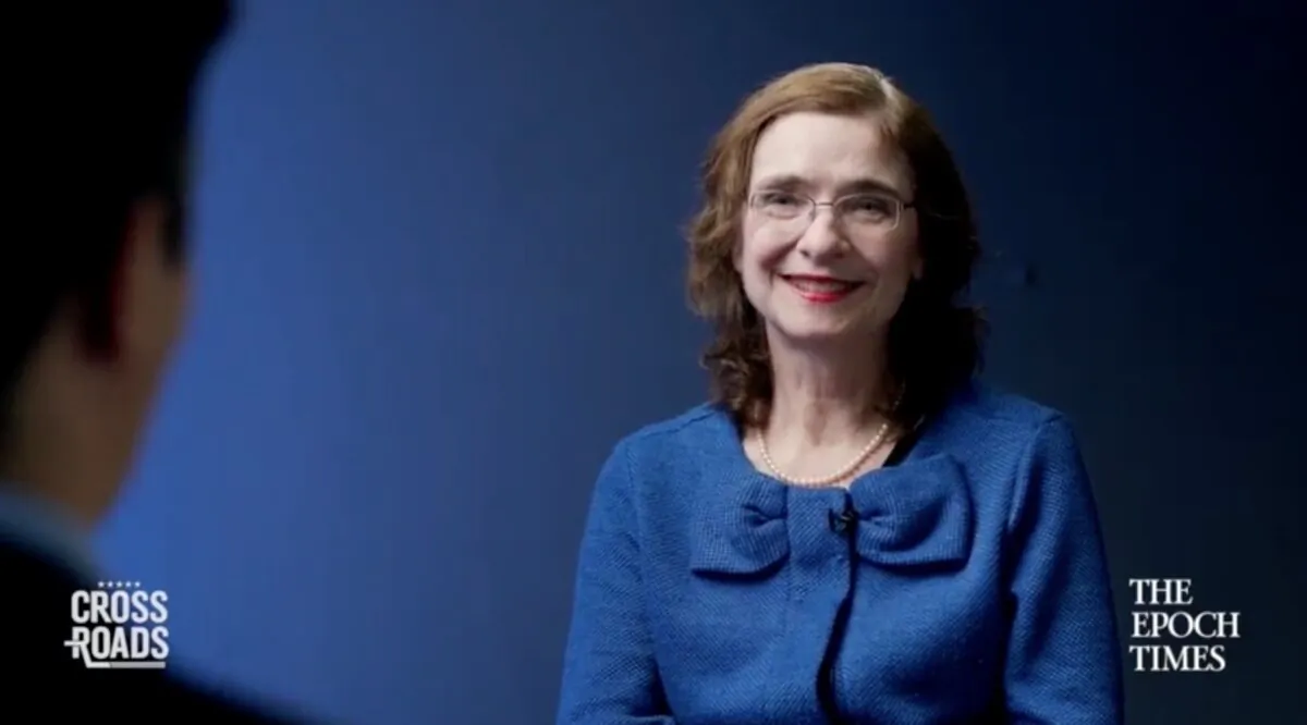 Mary Grabar, author of the upcoming book "Debunking the 1619 Project: Exposing the Plan to Divide America," speaks to Epoch TV's Crossroads program on May 4, 2021. (Epoch Times)
