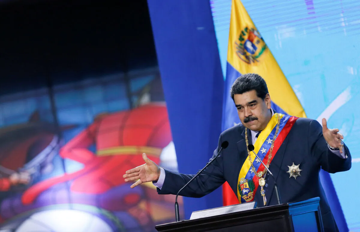Venezuela's President Nicolas Maduro speaks during a ceremony marking the opening of the new court term in Caracas, Venezuela, on Jan. 22, 2021. (Manaure Quintero/Reuters)
