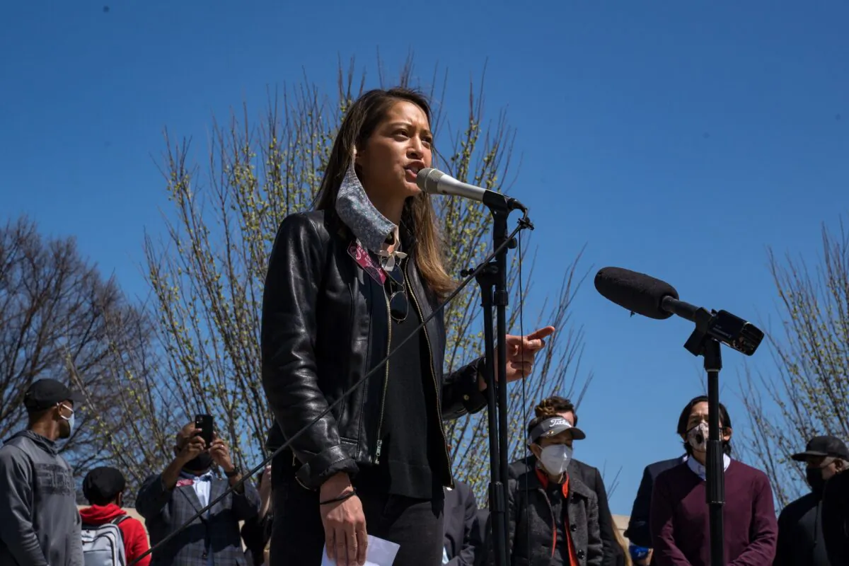 Georgia State Rep. Bee Nguyen speaks to demonstrators in Atlanta on March 20, 2021. (Megan Varner/Getty Images)