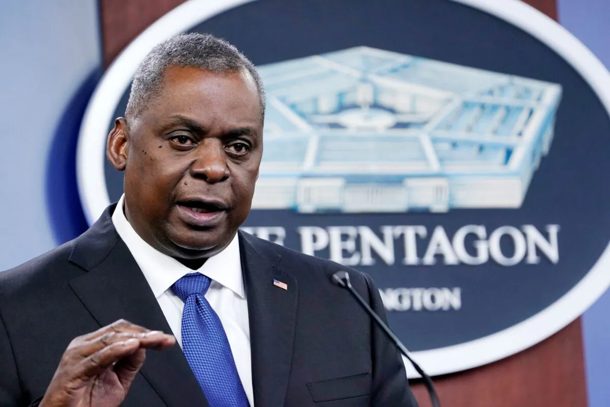 Defense Secretary Lloyd Austin speaks during a briefing at the Pentagon in Washington on May 6, 2021. (Susan Walsh/AP Photo)