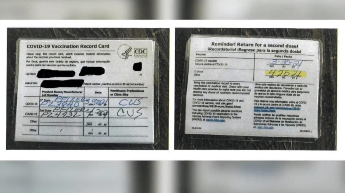 California authorities arrested a saloon owner for selling fake COVID-19 vaccination cards. (Alcoholic Beverage Control/Screenshot via NTD)