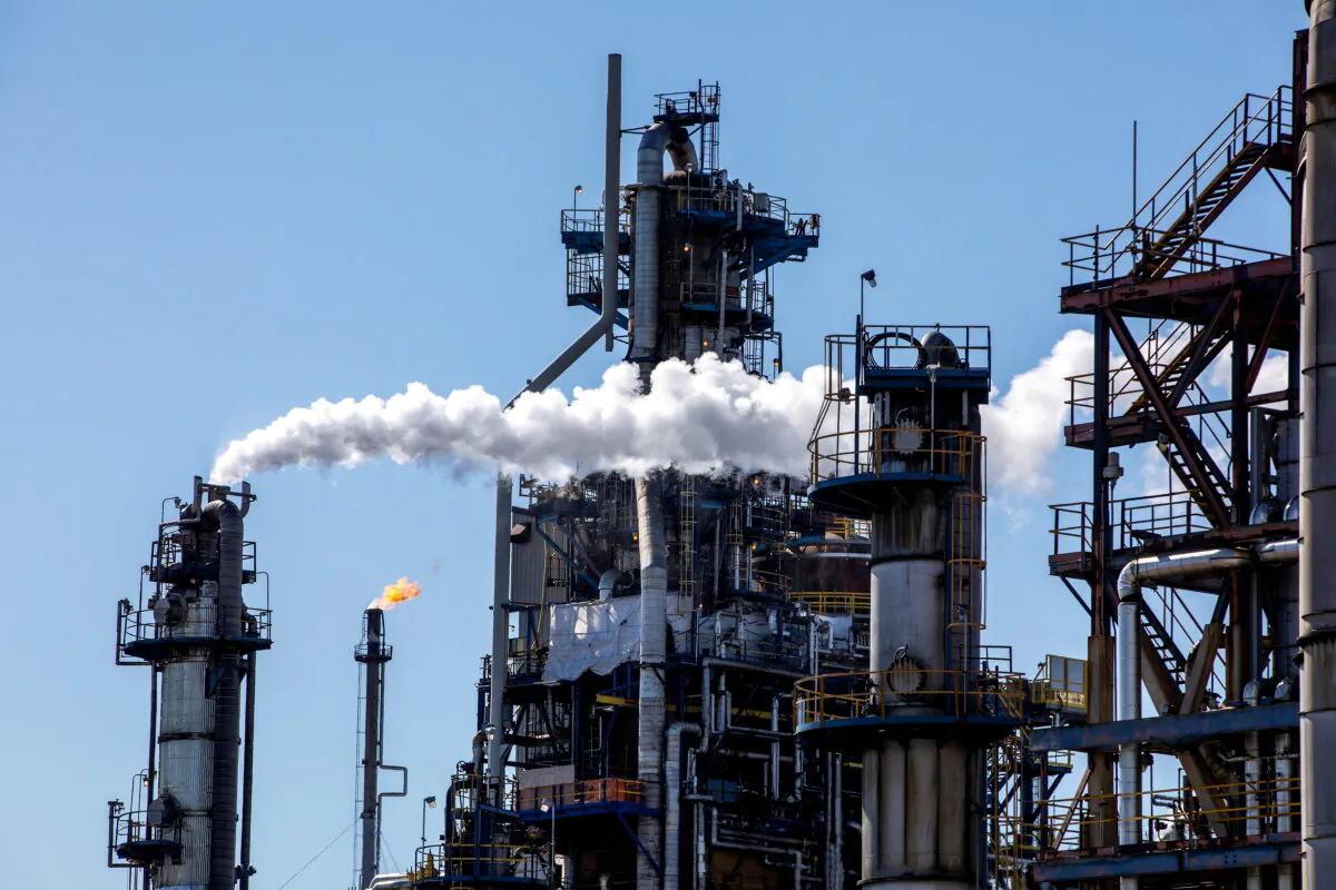 General view of the Imperial Oil refinery, located near Enbridge's Line 5 pipeline, which Michigan Governor Gretchen Whitmer ordered shut down in May 2021, in Sarnia, Ontario, on March 20, 2021. (Carlos Osorio/Reuters)