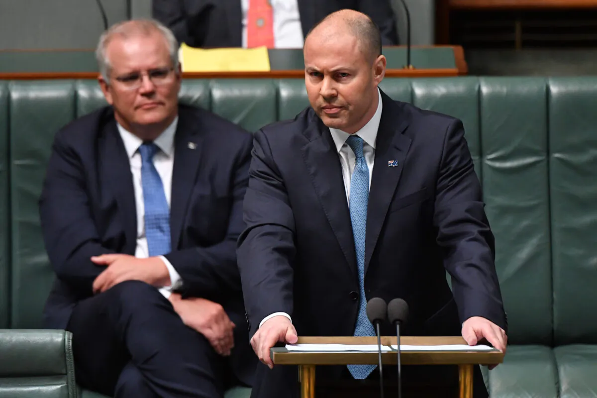 CANBERRA, AUSTRALIA - OCTOBER 06: Treasurer Josh Frydenberg during the budget delivery in the House of Representatives on October 06, 2020 in Canberra, Australia. The Morrison government's second budget was published on Tuesday, after its release in May was delayed by the COVID-19 pandemic. Treasurer Frydenberg has delivered a federal budget deficit of $213.7  billion in the wake of coronavirus and related shutdowns, with a number of tax cuts to be introduced to help boost the economy and create jobs as Australia experiences its first recession in 29 years.  (Photo by Sam Mooy/Getty Images)