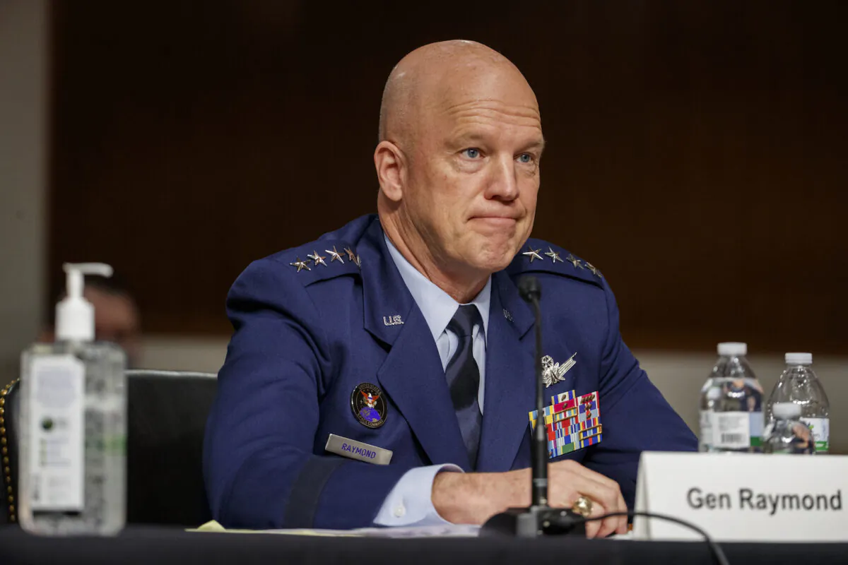 Chief of Space Operations at U.S. Space Force Gen. John W. Raymond testifies before the Senate Armed Services Committee on Capitol Hill in Washington on May 6, 2020. (Shawn Thew/Pool/Getty Images)
