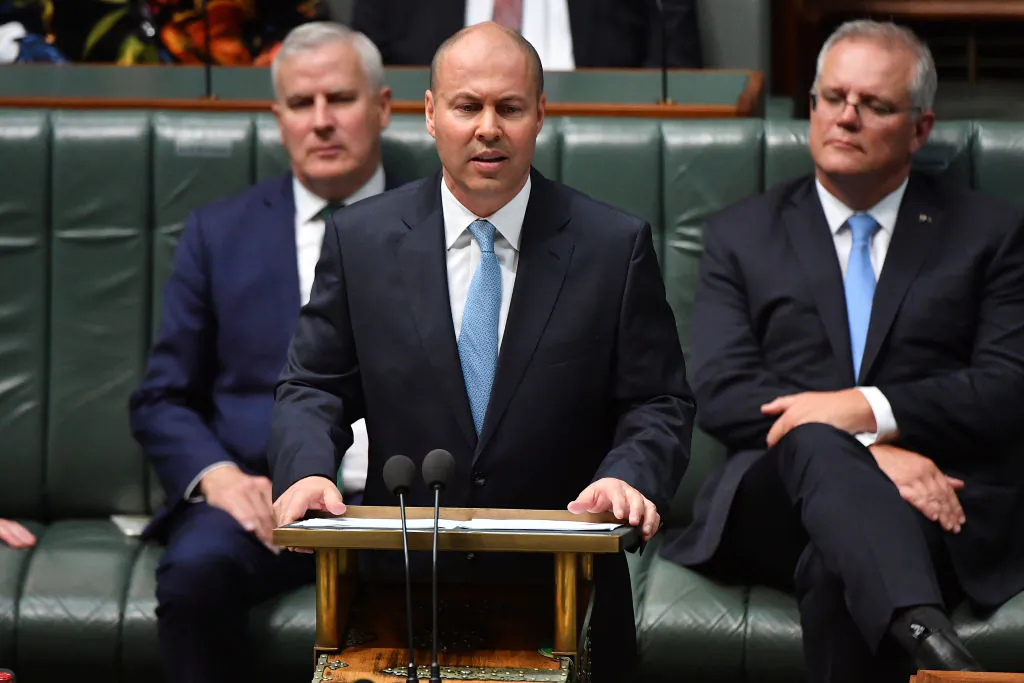 Treasurer Josh Frydenberg delivers the budget in the House of Representatives on May 11, 2021 in Canberra, Australia. (Sam Mooy/Getty Images)
