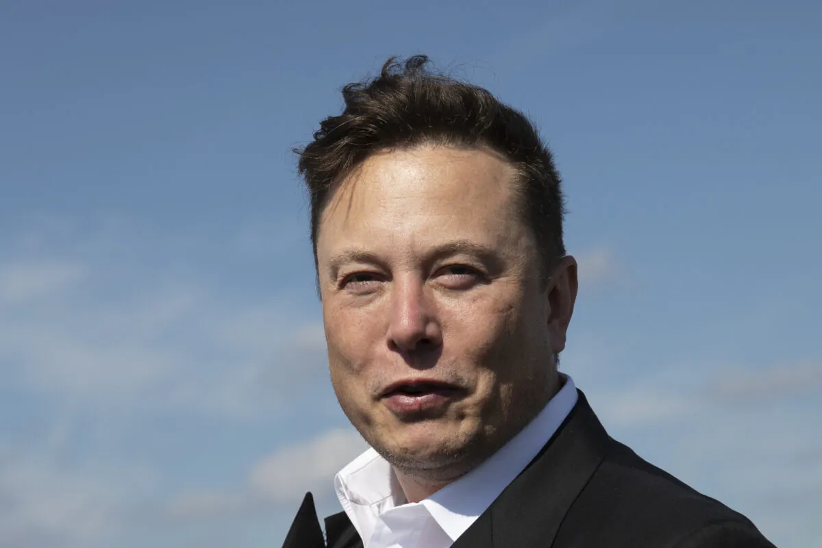 Tesla head Elon Musk talks to the press near Berlin on Sept. 3, 2020. (Maja Hitij/Getty Images)