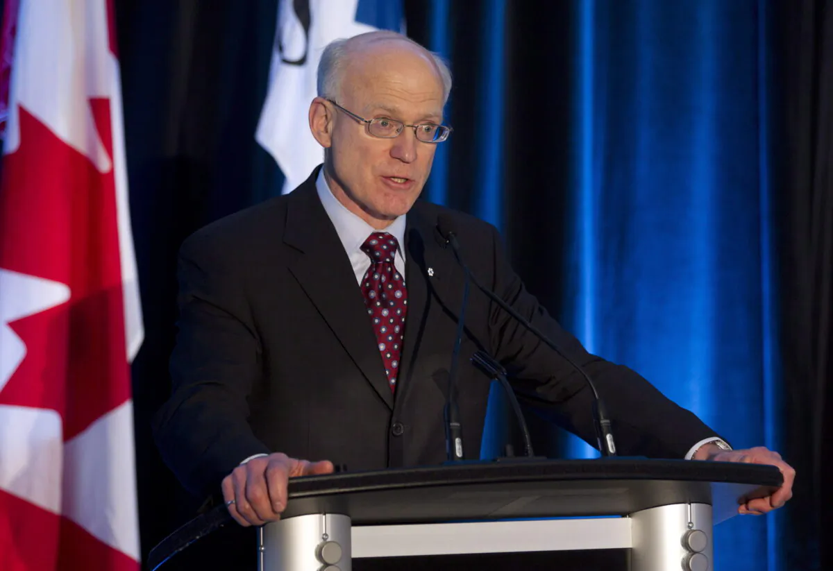 Business executive Gwyn Morgan speaks at an event in Toronto on May 3, 2012. (Frank Gunn/The Canadian Press)