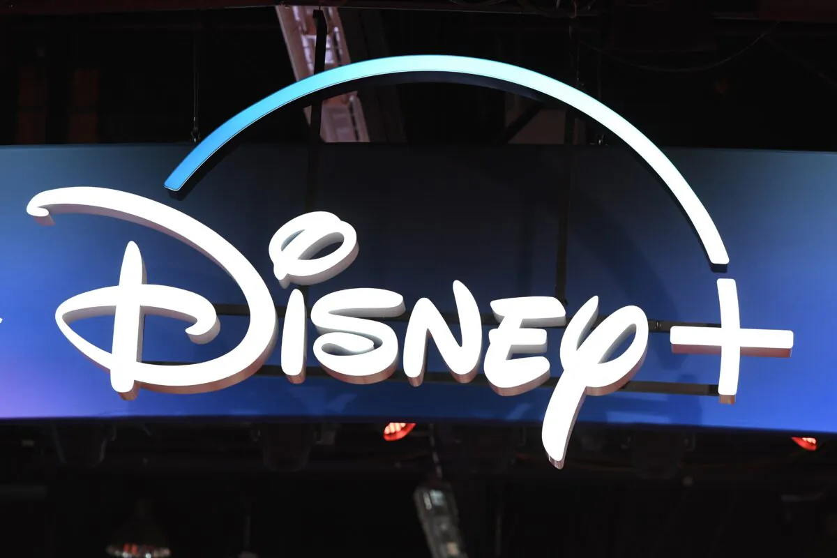 A Disney+ streaming service sign at the D23 Expo, billed as the "largest Disney fan event in the world," in Anaheim, Calif., on Aug. 23, 2019. (Robyn Beck/AFP via Getty Images)