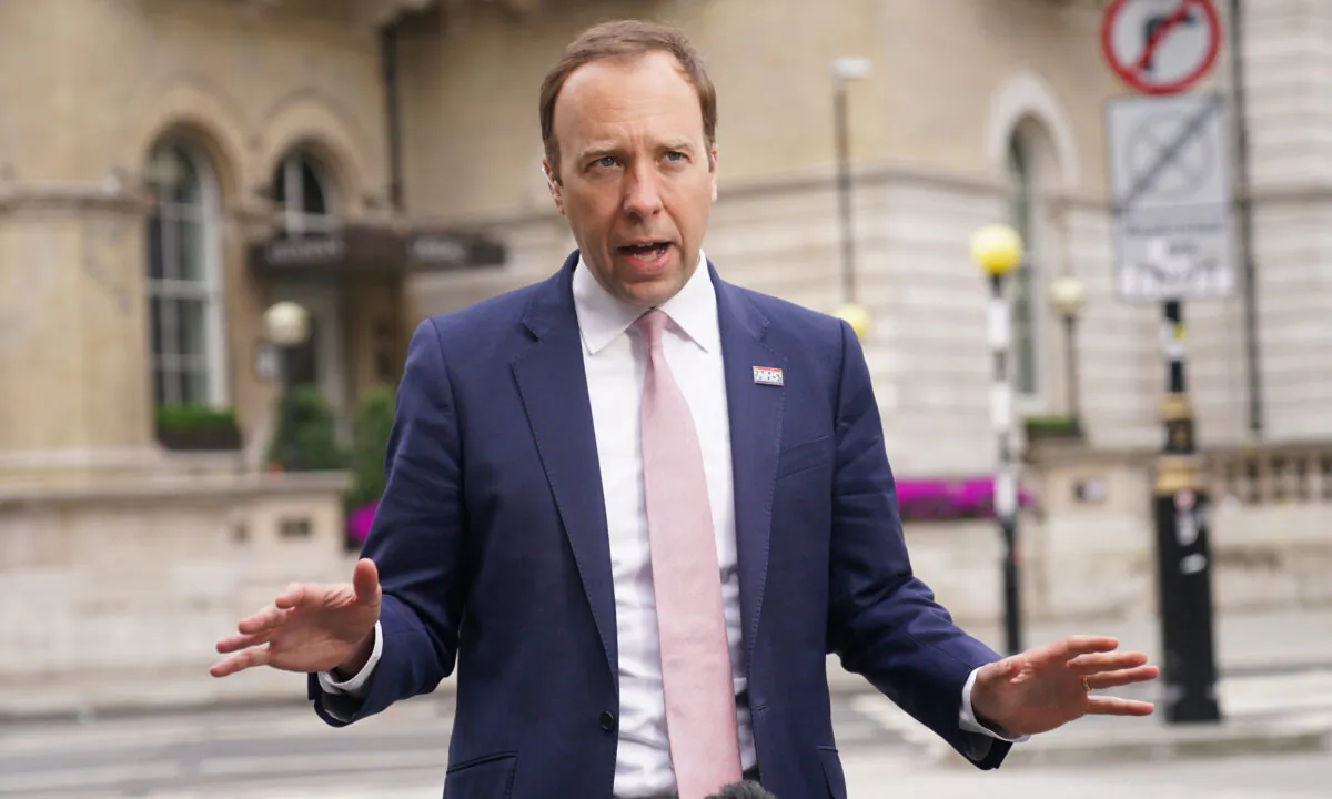 British Health Secretary Matt Hancock, May 2021. (Yui Mok/PA)