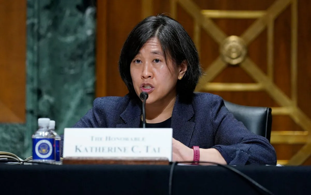 Trade Representative Katherine Tai testifies before the Senate Finance Committee on Capitol Hill in Washington, on May 12, 2021. (Susan Walsh/Pool/AFP via Getty Images)