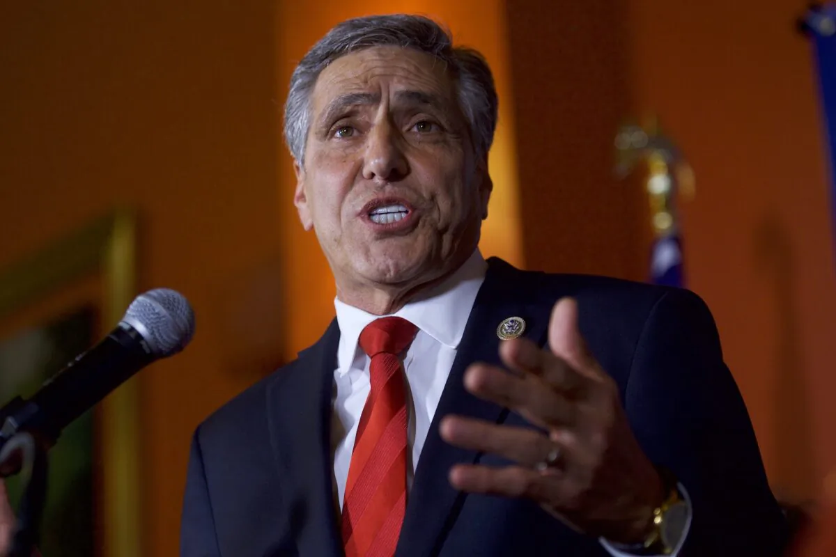 Then Rep. Lou Barletta (R-Pa.) addresses supporters for his Senate bid, in Hazleton, Pa., on May 15, 2018. (Mark Makela/Getty Images)