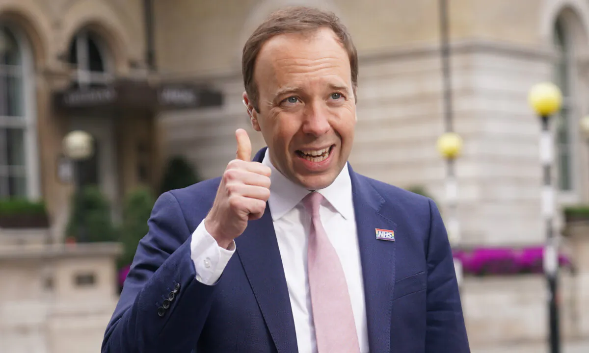 Health Secretary Matt Hancock arrives at BBC Broadcasting House in central London on May 16, 2021. (Yui Mok/PA)