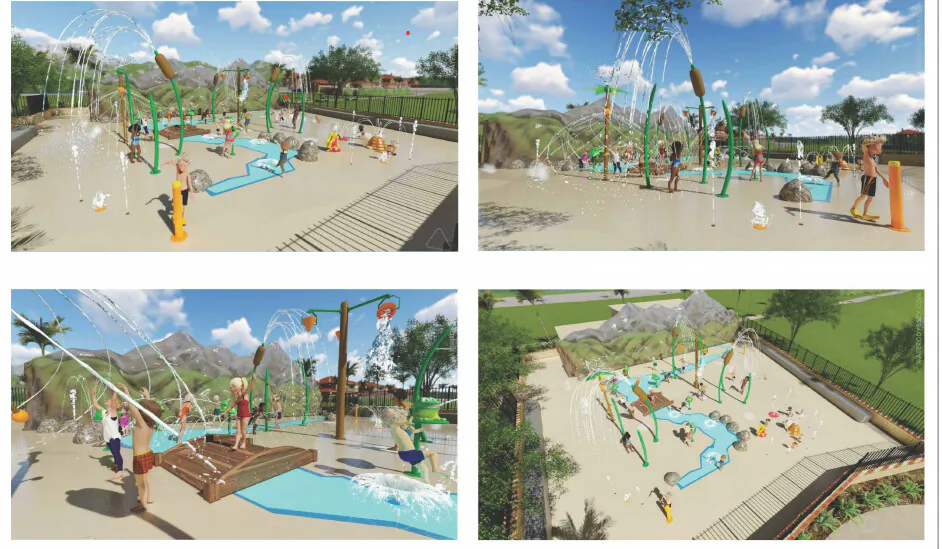 Renderings of a new Central Park Splash Pad in Rancho Santa Margarita, Calif. (Courtesy of Brad McGirr)