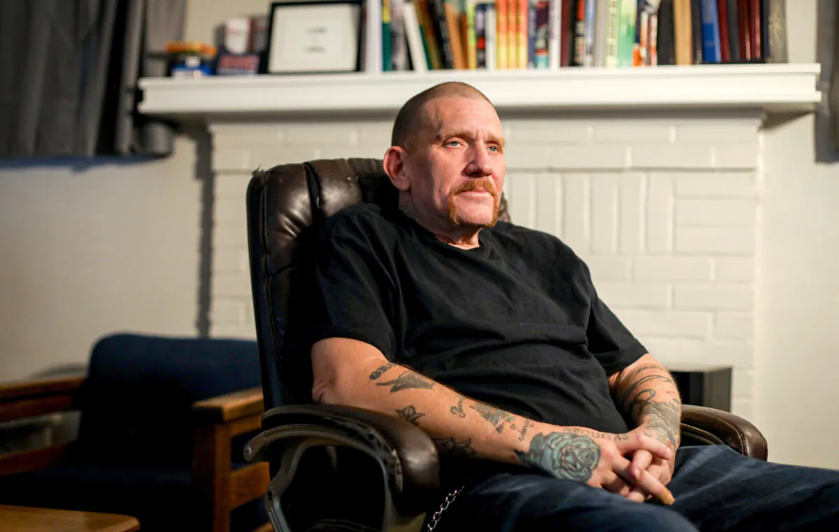 Chris Berry at The McShin Foundation, a nonprofit recovery community organization, in Richmond, Va., on May 12, 2021. (Samira Bouaou/The Epoch Times)