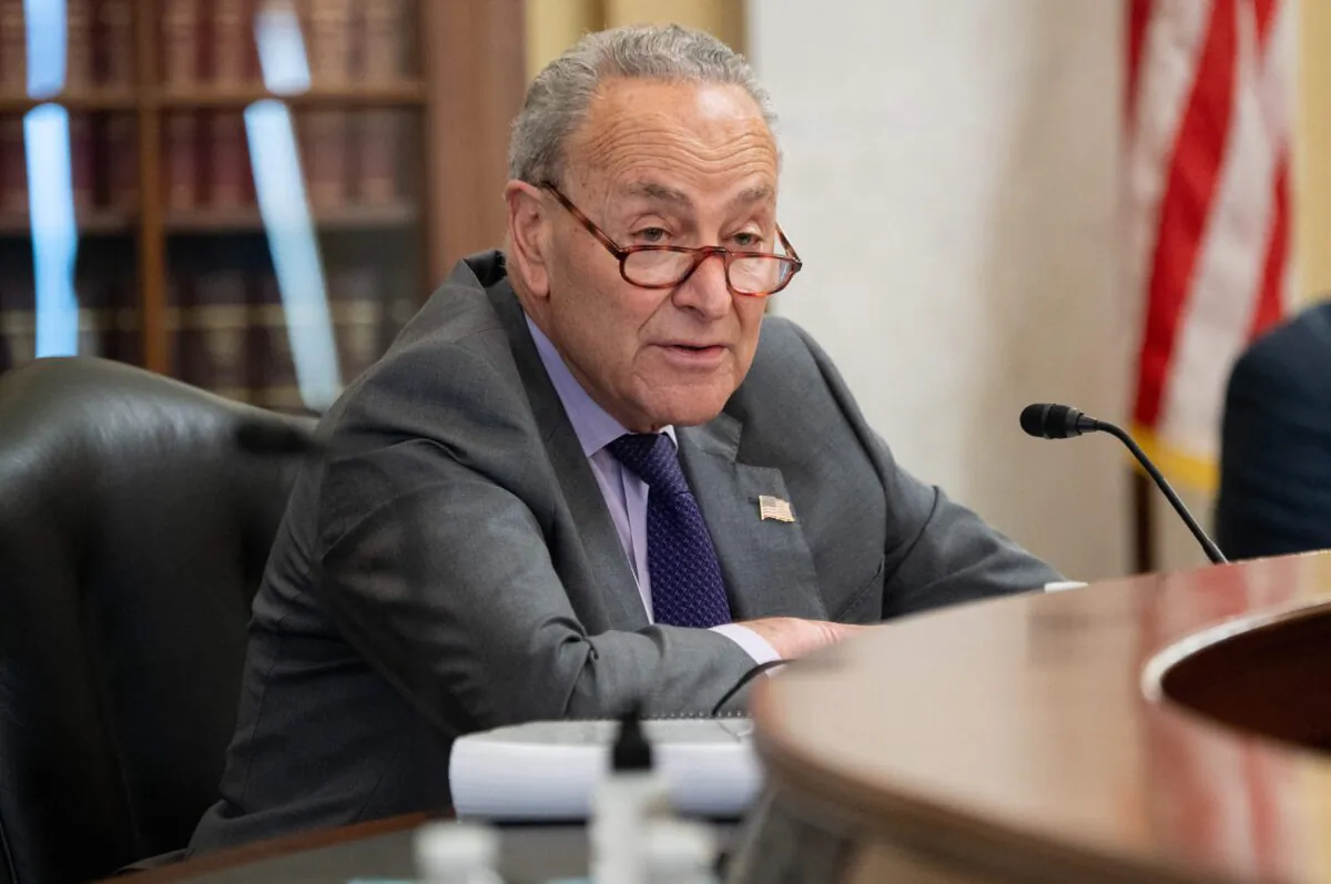 U.S. Senate Majority Leader Senator Chuck Schumer (D-N.Y.) attends a Senate Administration and Rules Committee mark up business meeting on Capitol Hill in Washington on May 11, 2021. (Saul Loeb/AFP via Getty Images)