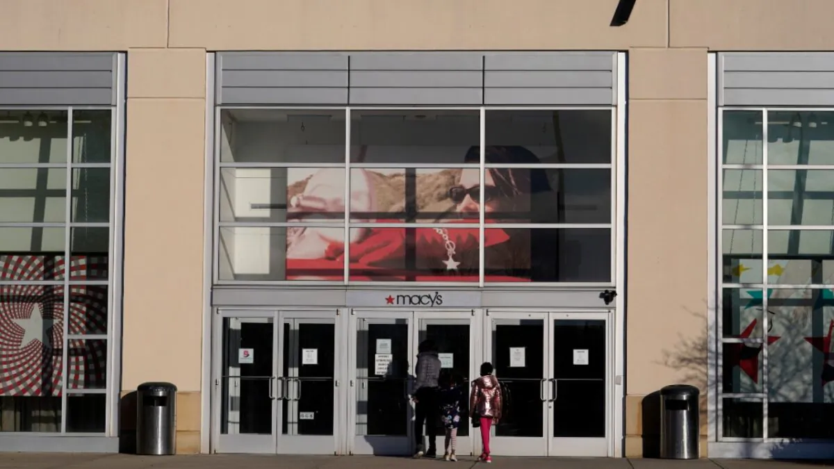 Shoppers arrive at a Macy's in Charlotte, N.C., on Feb. 22, 2021. (Chris Carlson/AP Photo)