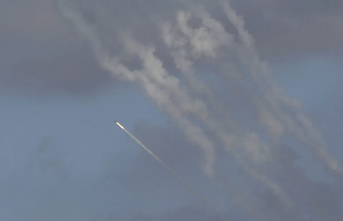 Rockets are launched from the Gaza Strip to Israel, on May 17, 2021. (Hatem Moussa/AP Photo)