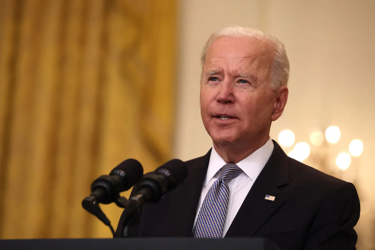 President Joe Biden speaks at the White House in Washington, on May 17, 2021. (Anna Moneymaker/Getty Images)