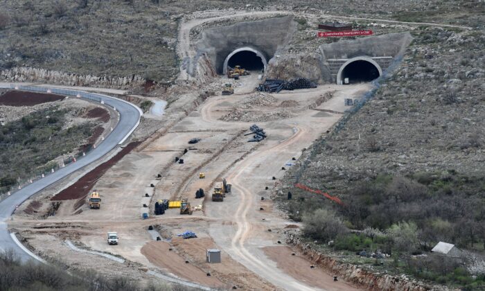 The construction of the section of a highway connecting the city of Bar on Montenegros Adriatic coast to landlocked neighbor Serbia, (Bar-Boljare highway) near the village of Bioce, north of Montenegrin capital Podgorica, which is being constructed by a state-owned Chinese company, on April 8, 2019. (Savo Prelevic/AFP via Getty Images)