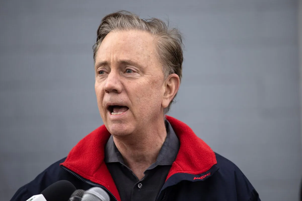 Connecticut Gov. Ned Lamont speaks during a visit to a vaccination clinic in Stamford, Conn., on March 14, 2021. (John Moore/Getty Images)
