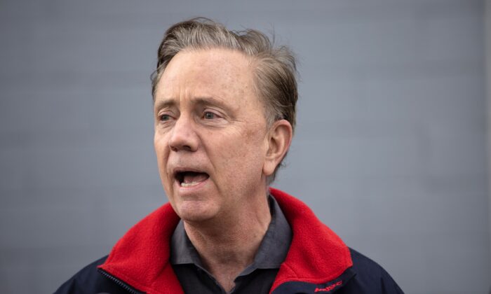 Connecticut Gov. Ned Lamont speaks during a visit to a vaccination clinic in Stamford, Conn., on March 14, 2021. (John Moore/Getty Images)