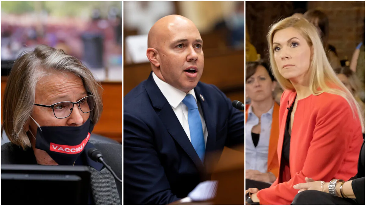L: Rep. Mariannette Miller-Meeks (R-Iowa). (Susan Walsh-Pool/Getty Images) C: Rep. Brian Mast (R-Fla.). (Ting Shen-Pool/Getty Images). R: Rep. Beth Van Duyne (R-Texas). (Jason Kempin/Getty Images)