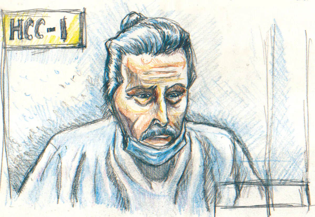A courtroom sketch of fashion mogul Peter Nygard during a bail hearing in Winnipeg on Jan. 6, 2021. (Tadens Mpwene/The Canadian Press/La Liberte Manitoba)