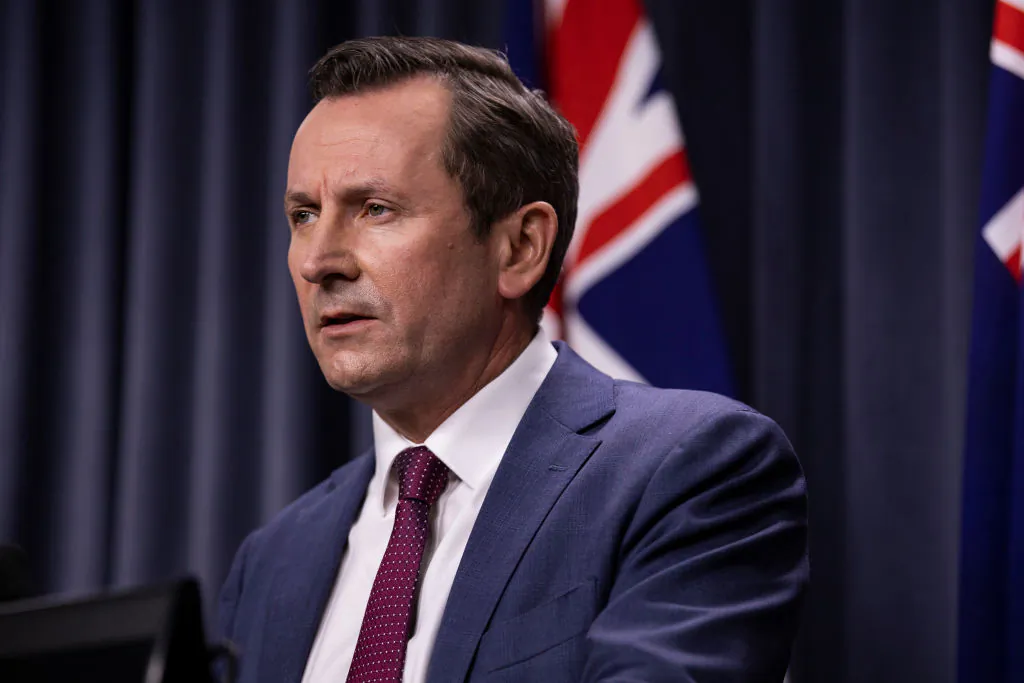 Western Australian Premier Mark McGowan during a press conference in Perth, Australia, on Feb 4, 2021. (Matt Jelonek/Getty Images)
